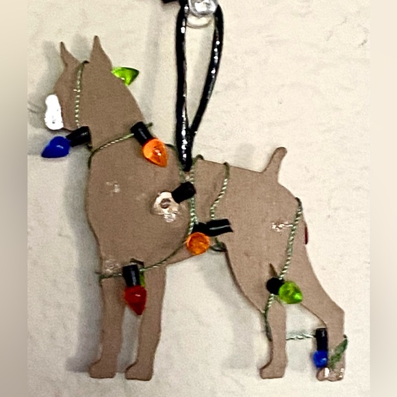 Boxer Dog Wrapped in Christmas Lights Ornament, Handmade, One of a Kind! - Picture 2 of 2